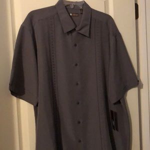 Mens Silk-like button down shirt.